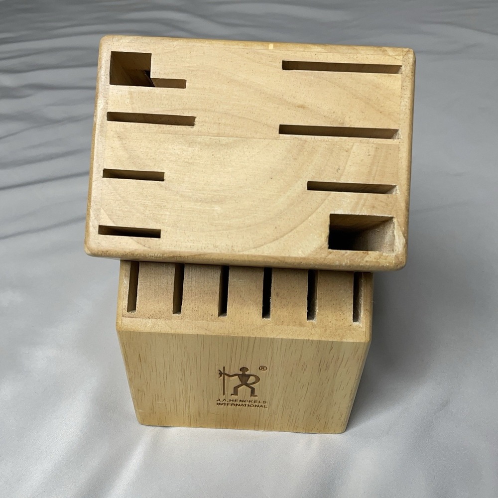 J.A. Henckels 14 Slot Wood Knife Block Oak Finish Cutlery Storage Holder Stand